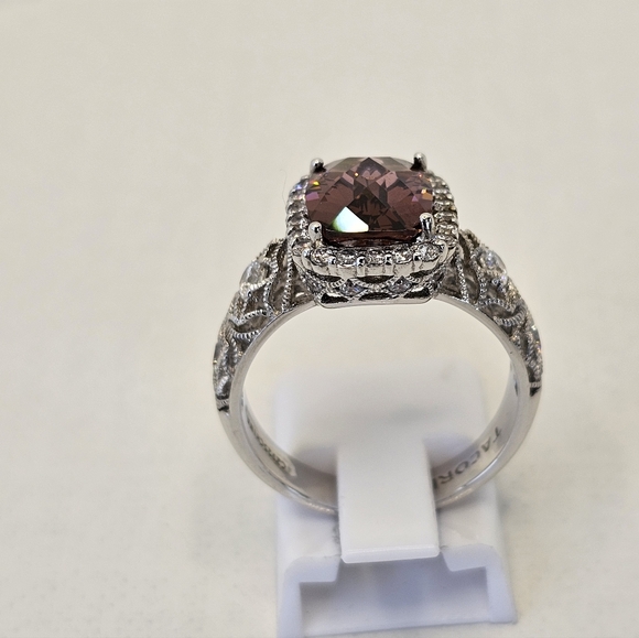 Authentic Tacori IV Blush Tourmaline & Diamond Simulants Sterling Silver Sz 7.5 - Picture 6 of 14